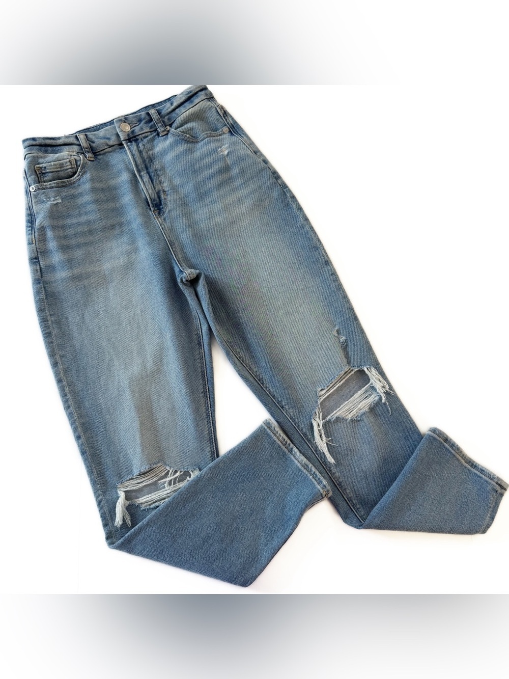 American Eagle Jeans Womens 4 Curvy Mom Fit Distressed Stretch - Picture 1 of 8
